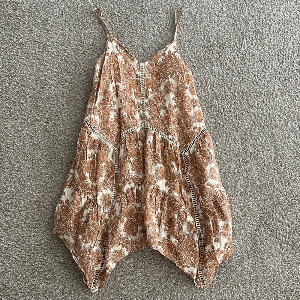 Moon River Light Brown Paisley Dress